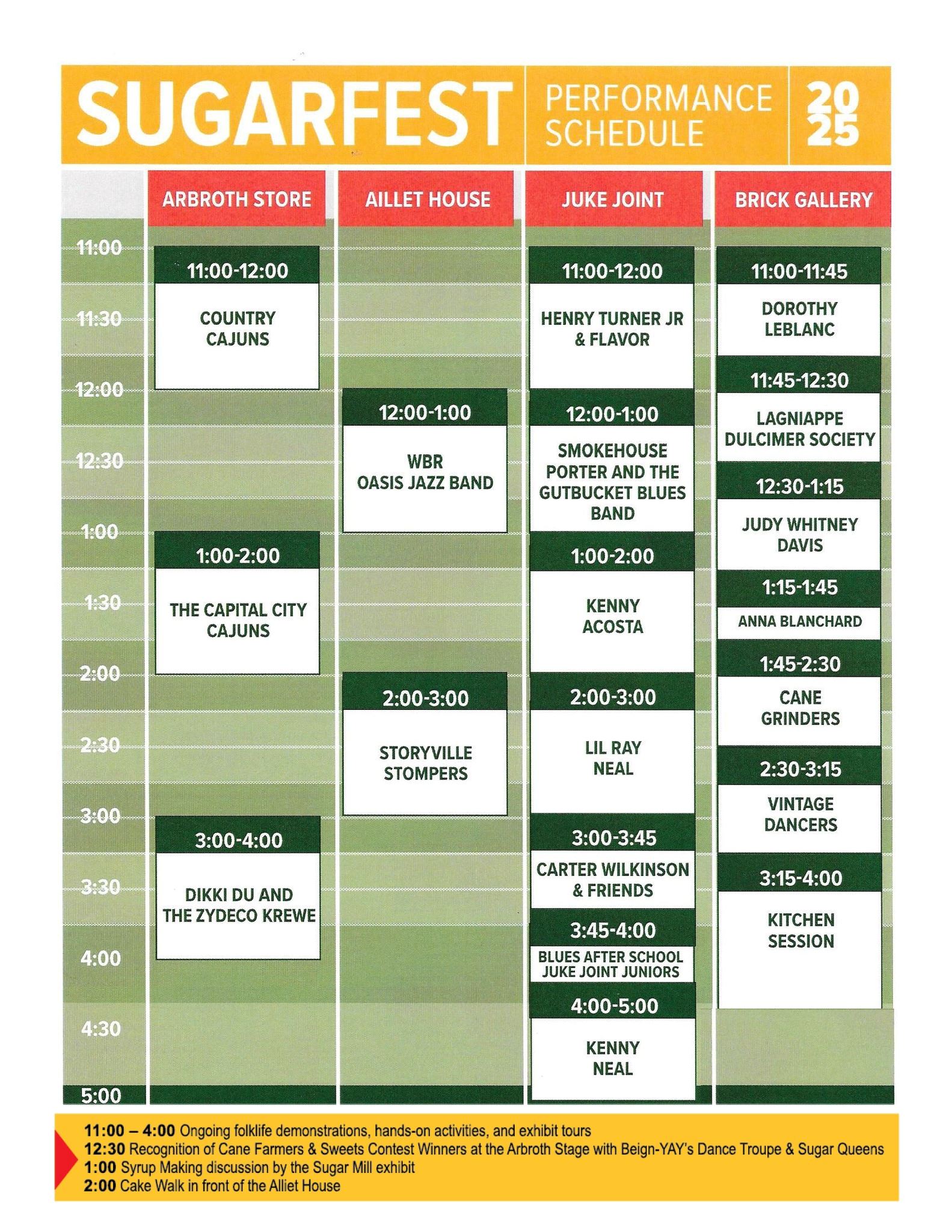 2025 SugarFest Music Schedule